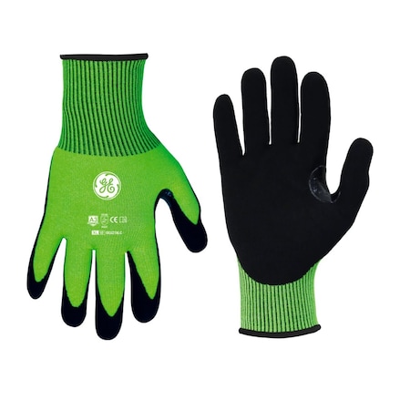 Ge Hi-Vis Cut Resistant Gloves, Cut Level A3 , Nitrile , Sandy , XL 12 PK GG221XL